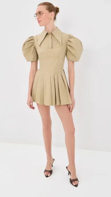 Tolu Coker Double Layered Mini kater Dress Beige | Thumbnail 5 Tolu Coker Double Layered Mini kater Dress Beige | Thumbnail 5