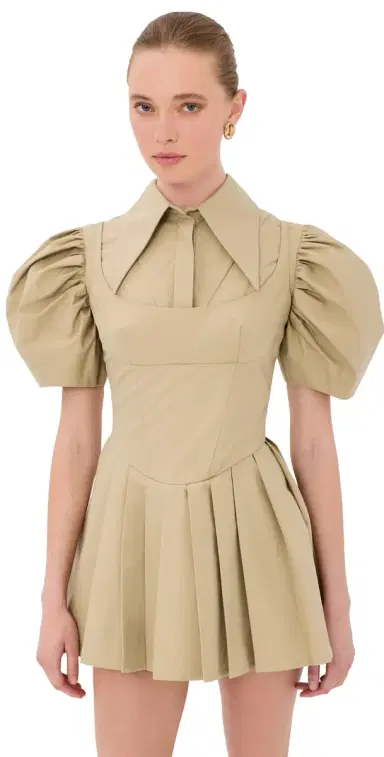 Tolu Coker Double Layered Mini kater Dress Beige | Thumbnail 1 Tolu Coker Double Layered Mini kater Dress Beige | Thumbnail 1