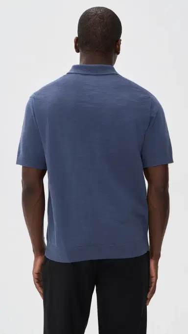 Madewell Johnny-Collar Sweater Polo Shirt Petrol Navy | Thumbnail 3 Madewell Johnny-Collar Sweater Polo Shirt Petrol Navy | Thumbnail 3