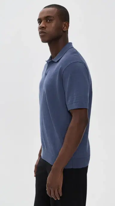 Madewell Johnny-Collar Sweater Polo Shirt Petrol Navy | Thumbnail 4 Madewell Johnny-Collar Sweater Polo Shirt Petrol Navy | Thumbnail 4