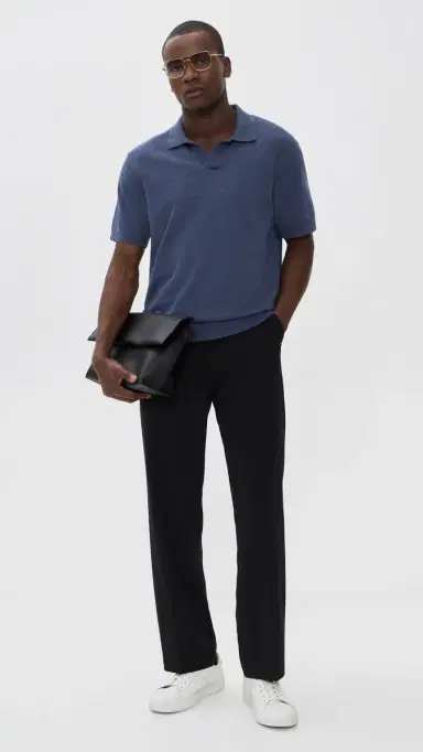 Madewell Johnny-Collar Sweater Polo Shirt Petrol Navy | Thumbnail 5 Madewell Johnny-Collar Sweater Polo Shirt Petrol Navy | Thumbnail 5