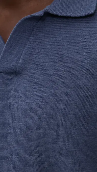 Madewell Johnny-Collar Sweater Polo Shirt Petrol Navy | Thumbnail 6 Madewell Johnny-Collar Sweater Polo Shirt Petrol Navy | Thumbnail 6