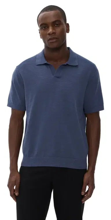 Madewell Johnny-Collar Sweater Polo Shirt Petrol Navy | Thumbnail 1 Madewell Johnny-Collar Sweater Polo Shirt Petrol Navy | Thumbnail 1