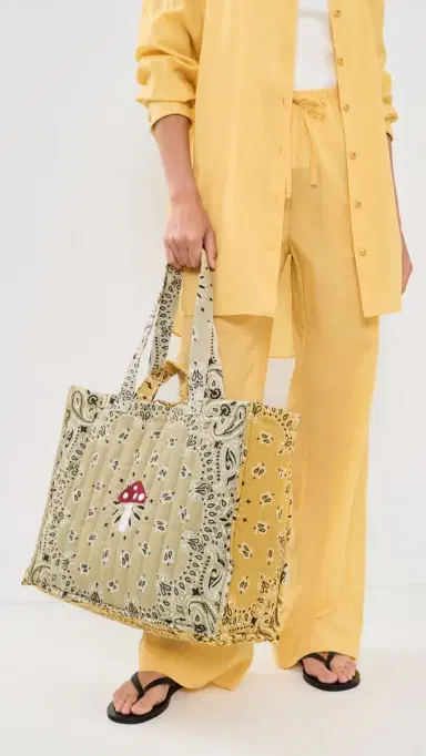 CALL IT BY YOUR NAME Maxi Quilted Champignon Cabas Tote Bag Beige/Moutarde One Size | Thumbnail 3 CALL IT BY YOUR NAME Maxi Quilted Champignon Cabas Tote Bag Beige/Moutarde One Size | Thumbnail 3