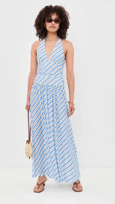 MINKPINK Sancia Halter Midi Dress Blue/White Stripe | Thumbnail 5 MINKPINK Sancia Halter Midi Dress Blue/White Stripe | Thumbnail 5
