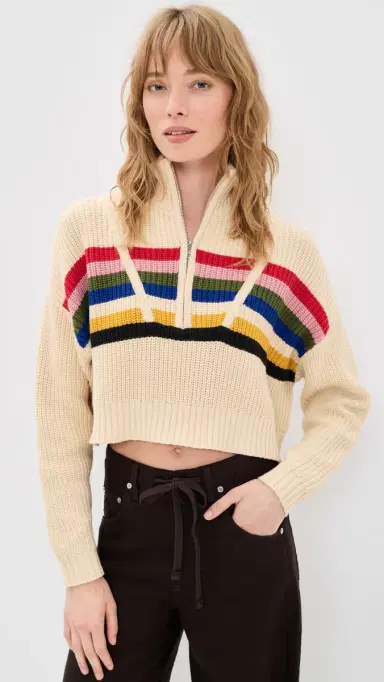 STAUD Cropped Hampton Sweater Artist tripe | Thumbnail 2 STAUD Cropped Hampton Sweater Artist tripe | Thumbnail 2