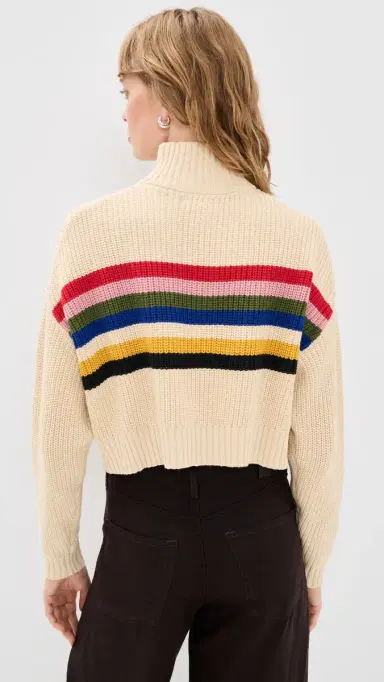 STAUD Cropped Hampton Sweater Artist tripe | Thumbnail 3 STAUD Cropped Hampton Sweater Artist tripe | Thumbnail 3