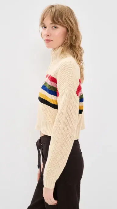 STAUD Cropped Hampton Sweater Artist tripe | Thumbnail 4 STAUD Cropped Hampton Sweater Artist tripe | Thumbnail 4