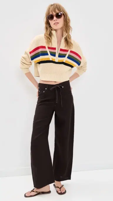 STAUD Cropped Hampton Sweater Artist tripe | Thumbnail 5 STAUD Cropped Hampton Sweater Artist tripe | Thumbnail 5