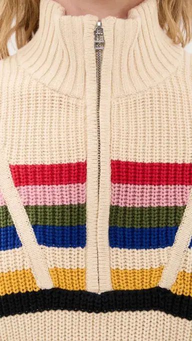 STAUD Cropped Hampton Sweater Artist tripe | Thumbnail 6 STAUD Cropped Hampton Sweater Artist tripe | Thumbnail 6