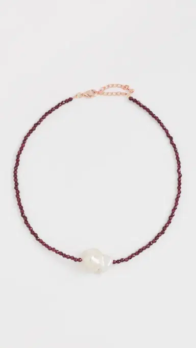 By Adina Eden Beaded Baroque Pearl Choker Dark Red One Size | Thumbnail 2 By Adina Eden Beaded Baroque Pearl Choker Dark Red One Size | Thumbnail 2