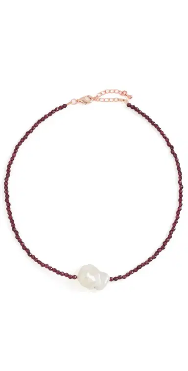 By Adina Eden Beaded Baroque Pearl Choker Dark Red One Size | Thumbnail 1 By Adina Eden Beaded Baroque Pearl Choker Dark Red One Size | Thumbnail 1
