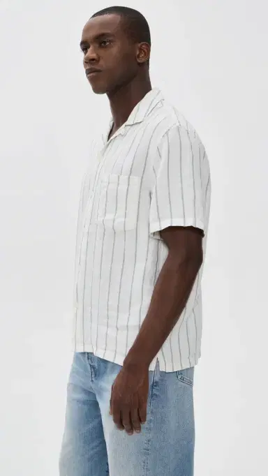 Madewell Linen Button Down Shirt Frosted Cyprus tripe | Thumbnail 4 Madewell Linen Button Down Shirt Frosted Cyprus tripe | Thumbnail 4