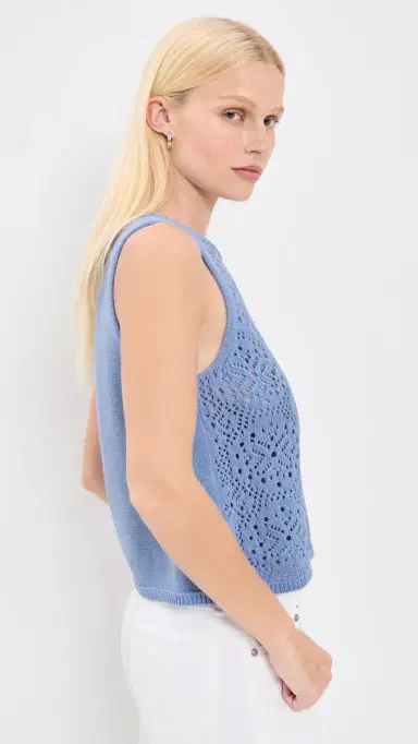 Splendid Beckham Crochet Sweater Tank Azure | Thumbnail 4 Splendid Beckham Crochet Sweater Tank Azure | Thumbnail 4