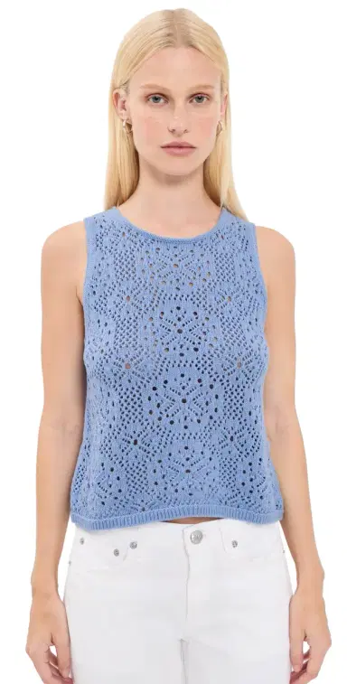 Splendid Beckham Crochet Sweater Tank Azure | Thumbnail 1 Splendid Beckham Crochet Sweater Tank Azure | Thumbnail 1