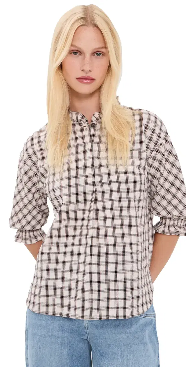 Margit Blouse Creme Mini Check Margit Blouse Creme Mini Check