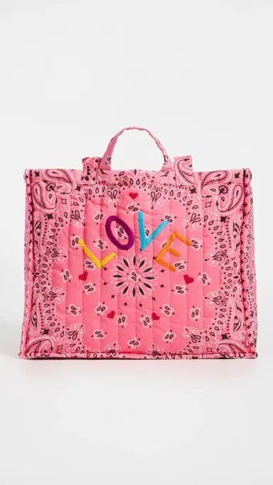 CALL IT BY YOUR NAME Quilted Maxi Cabas Tote Bag Strawberry/Pale Pink One Size | Thumbnail 2 CALL IT BY YOUR NAME Quilted Maxi Cabas Tote Bag Strawberry/Pale Pink One Size | Thumbnail 2