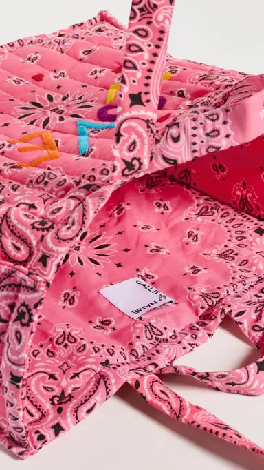CALL IT BY YOUR NAME Quilted Maxi Cabas Tote Bag Strawberry/Pale Pink One Size | Thumbnail 6 CALL IT BY YOUR NAME Quilted Maxi Cabas Tote Bag Strawberry/Pale Pink One Size | Thumbnail 6