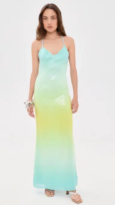 Runaway the Label Niyah Maxi Dress Aqua/Lemon Ombre | Thumbnail 2 Runaway the Label Niyah Maxi Dress Aqua/Lemon Ombre | Thumbnail 2