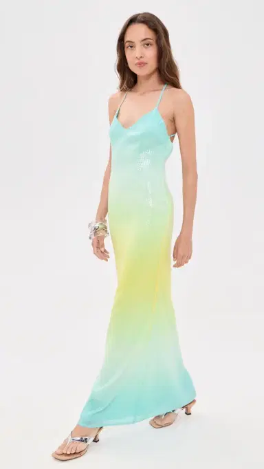 Runaway the Label Niyah Maxi Dress Aqua/Lemon Ombre | Thumbnail 5 Runaway the Label Niyah Maxi Dress Aqua/Lemon Ombre | Thumbnail 5