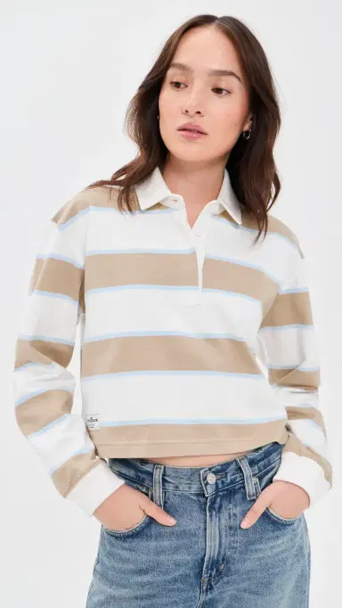 Rowing Blazers Cropped Striped Rugby Khaki Rugby Stripe | Thumbnail 2 Rowing Blazers Cropped Striped Rugby Khaki Rugby Stripe | Thumbnail 2