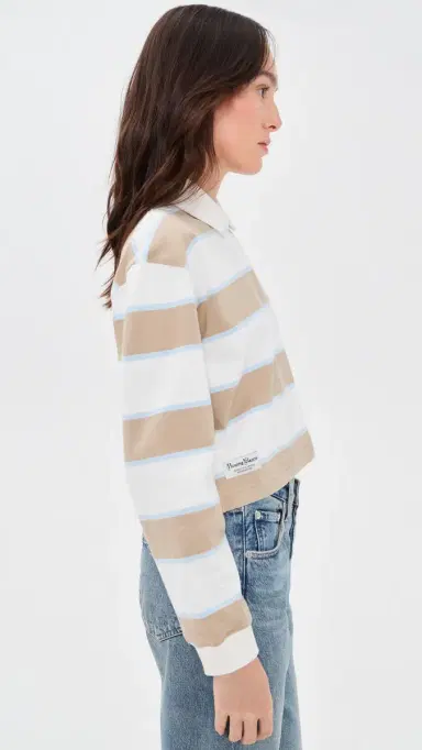 Rowing Blazers Cropped Striped Rugby Khaki Rugby Stripe | Thumbnail 4 Rowing Blazers Cropped Striped Rugby Khaki Rugby Stripe | Thumbnail 4