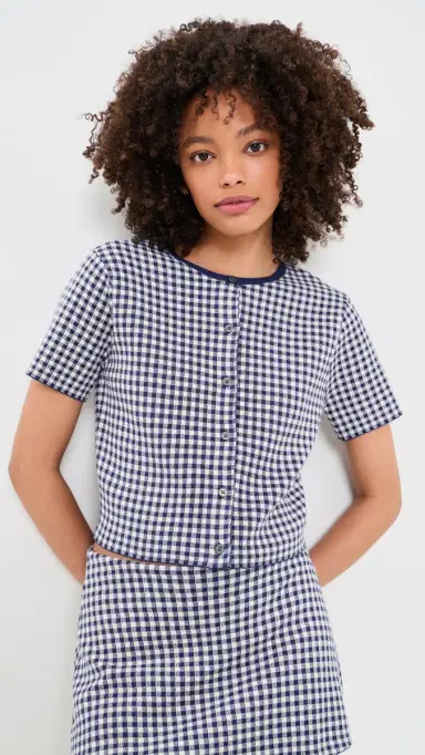 GOOD AMERICAN The Keepsake Cardigan Navy Gingham S | Thumbnail 2 GOOD AMERICAN The Keepsake Cardigan Navy Gingham S | Thumbnail 2