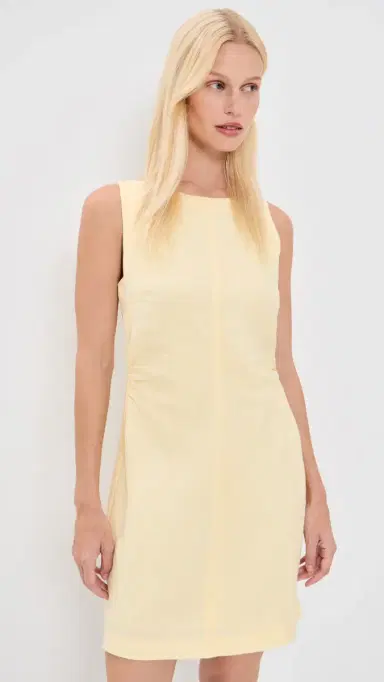 Madewell Boatneck Shirred Mini Dress in 100% Linen Candlelight 10 | Thumbnail 2 Madewell Boatneck Shirred Mini Dress in 100% Linen Candlelight 10 | Thumbnail 2