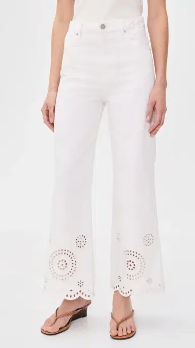Frame The Eyelet Wide Flare Jeans White | Thumbnail 2 Frame The Eyelet Wide Flare Jeans White | Thumbnail 2
