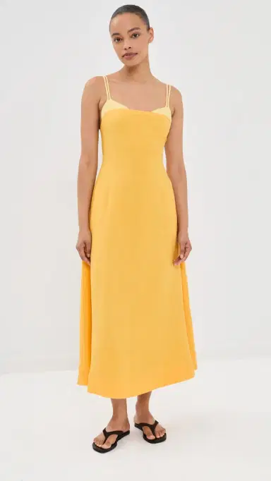 Simkhai Corabeth Colorblock Midi Dress Mango Multi M | Thumbnail 2 Simkhai Corabeth Colorblock Midi Dress Mango Multi M | Thumbnail 2