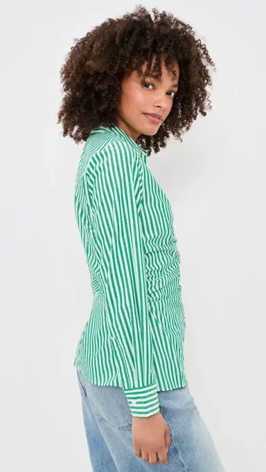 RAILS Carayln Button Down Top Emerald tripe | Thumbnail 5 RAILS Carayln Button Down Top Emerald tripe | Thumbnail 5