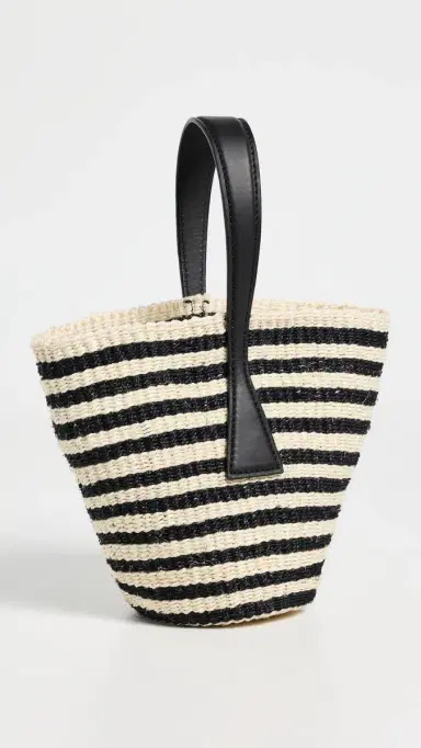Liffner Single Handle Basket Tote Black/Cream Stripe One Size | Thumbnail 4 Liffner Single Handle Basket Tote Black/Cream Stripe One Size | Thumbnail 4