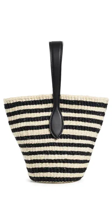 Liffner Single Handle Basket Tote Black/Cream Stripe One Size | Thumbnail 1 Liffner Single Handle Basket Tote Black/Cream Stripe One Size | Thumbnail 1