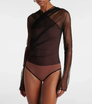 Nensi Dojaka Renee draped tulle bodysuit | Thumbnail 3 Nensi Dojaka Renee draped tulle bodysuit | Thumbnail 3