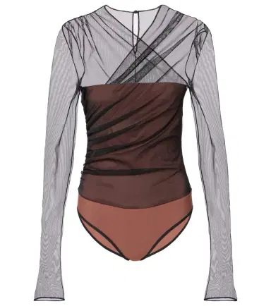 Nensi Dojaka Renee draped tulle bodysuit | Thumbnail 1 Nensi Dojaka Renee draped tulle bodysuit | Thumbnail 1