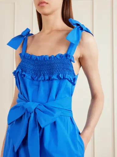 Loretta Caponi Armida Belted Ruffled Smocked Cotton-poplin Maxi Dress | Thumbnail 4 Loretta Caponi Armida Belted Ruffled Smocked Cotton-poplin Maxi Dress | Thumbnail 4