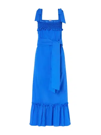 Loretta Caponi Armida Belted Ruffled Smocked Cotton-poplin Maxi Dress | Thumbnail 1 Loretta Caponi Armida Belted Ruffled Smocked Cotton-poplin Maxi Dress | Thumbnail 1
