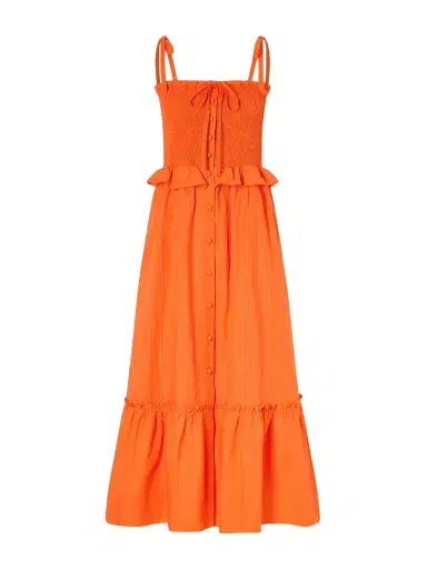 Loretta Caponi Alberica Ruffled Tiered Shirred Cotton-poplin Midi Dress | Thumbnail 1 Loretta Caponi Alberica Ruffled Tiered Shirred Cotton-poplin Midi Dress | Thumbnail 1
