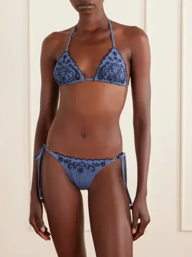 Zimmermann Aster Scalloped Embroidered Denim Bikini | Thumbnail 2 Zimmermann Aster Scalloped Embroidered Denim Bikini | Thumbnail 2