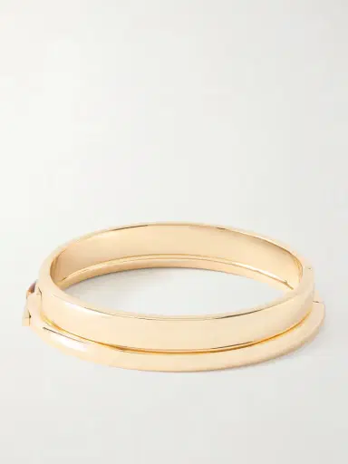Roxanne Assoulin The Classic Stone Hinge Set Of Two Gold-tone Tiger's Eye Bangles | Thumbnail 3 Roxanne Assoulin The Classic Stone Hinge Set Of Two Gold-tone Tiger's Eye Bangles | Thumbnail 3