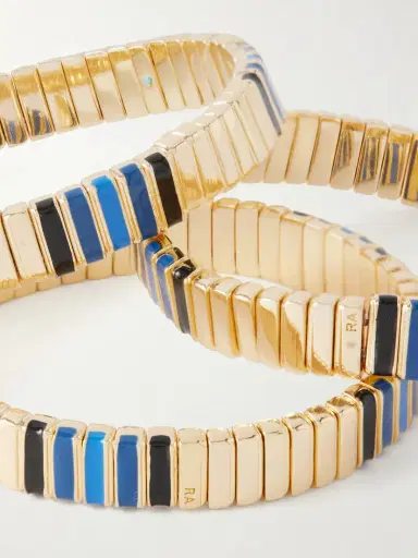 Roxanne Assoulin Very Well Done Snaked Set Of Three Gold-tone And Enamel Bracelets | Thumbnail 4 Roxanne Assoulin Very Well Done Snaked Set Of Three Gold-tone And Enamel Bracelets | Thumbnail 4