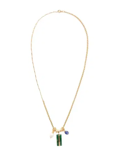 Roxanne Assoulin The Stone Bar Gold-tone Agate, Pearl And Lapis Lazuli Necklace | Thumbnail 1 Roxanne Assoulin The Stone Bar Gold-tone Agate, Pearl And Lapis Lazuli Necklace | Thumbnail 1