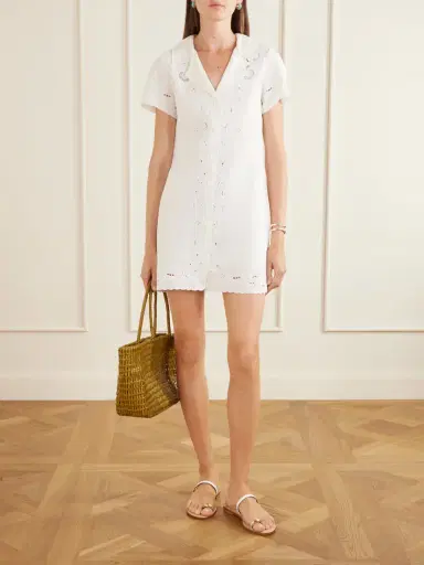 Rixo Zayanna Broderie Anglaise Linen-blend Mini Dress | Thumbnail 2 Rixo Zayanna Broderie Anglaise Linen-blend Mini Dress | Thumbnail 2