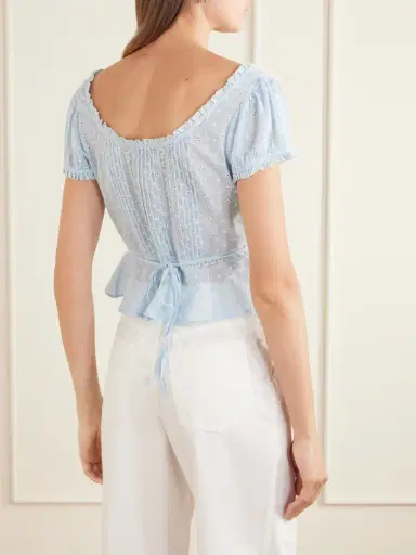 Rixo Sandi Cropped Broderie Anglaise Cotton Blouse | Thumbnail 3 Rixo Sandi Cropped Broderie Anglaise Cotton Blouse | Thumbnail 3
