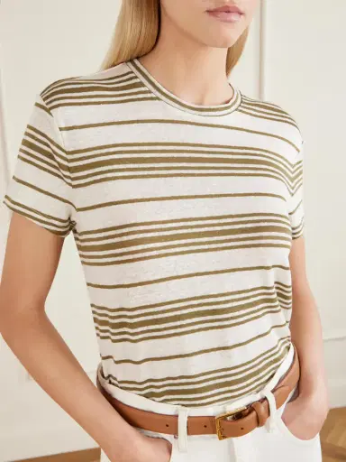 Frame Striped Linen T-shirt | Thumbnail 5 Frame Striped Linen T-shirt | Thumbnail 5