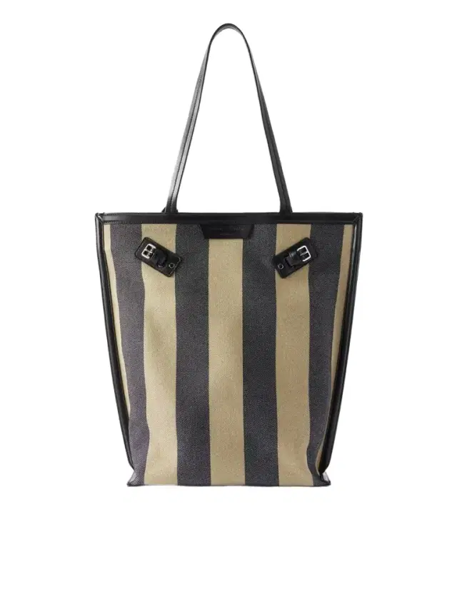 North South Days Striped Leather-trimmed Canvas Tote North South Days Striped Leather-trimmed Canvas Tote