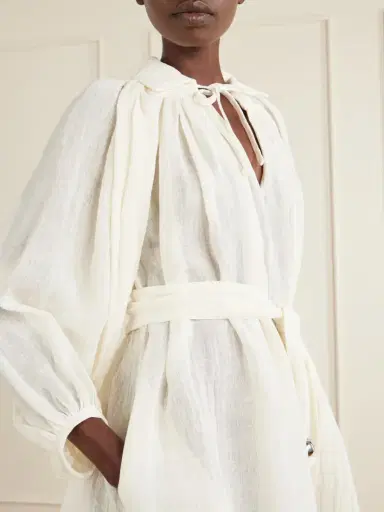 Lisa Marie Fernandez Poet Belted Linen Mini Dress | Thumbnail 4 Lisa Marie Fernandez Poet Belted Linen Mini Dress | Thumbnail 4