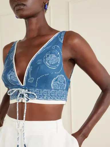 ALÉMAIS Lucky Cropped Printed Linen Top | Thumbnail 4 ALÉMAIS Lucky Cropped Printed Linen Top | Thumbnail 4