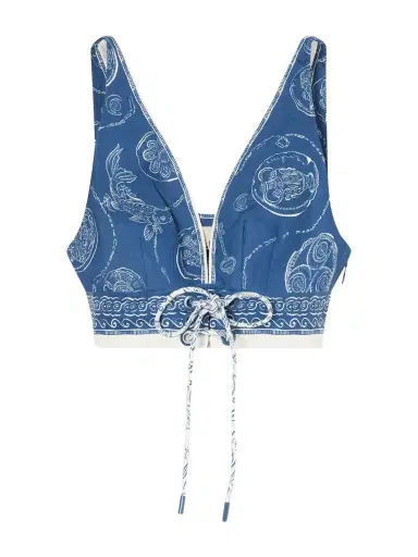 ALÉMAIS Lucky Cropped Printed Linen Top | Thumbnail 1 ALÉMAIS Lucky Cropped Printed Linen Top | Thumbnail 1