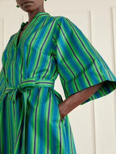 ALÉMAIS Margo Belted Striped Floral-print Organic Cotton-poplin Midi Dress | Thumbnail 4 ALÉMAIS Margo Belted Striped Floral-print Organic Cotton-poplin Midi Dress | Thumbnail 4
